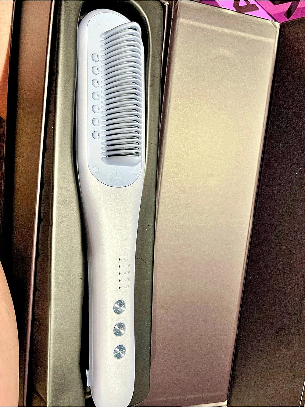 Wavytalk Steamline Pro Steam Hair Straightener Brush- silver/ blue